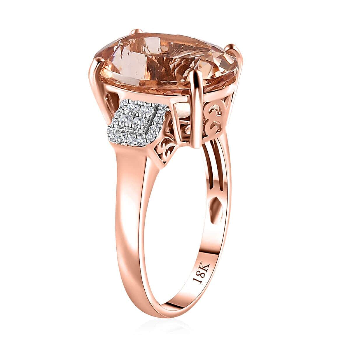 Iliana 18K Rose Gold AAA Marropino Morganite, Diamond (G-H, SI) Ring (Size 5.0) (5.30 g) 8.45 ctw image number 3