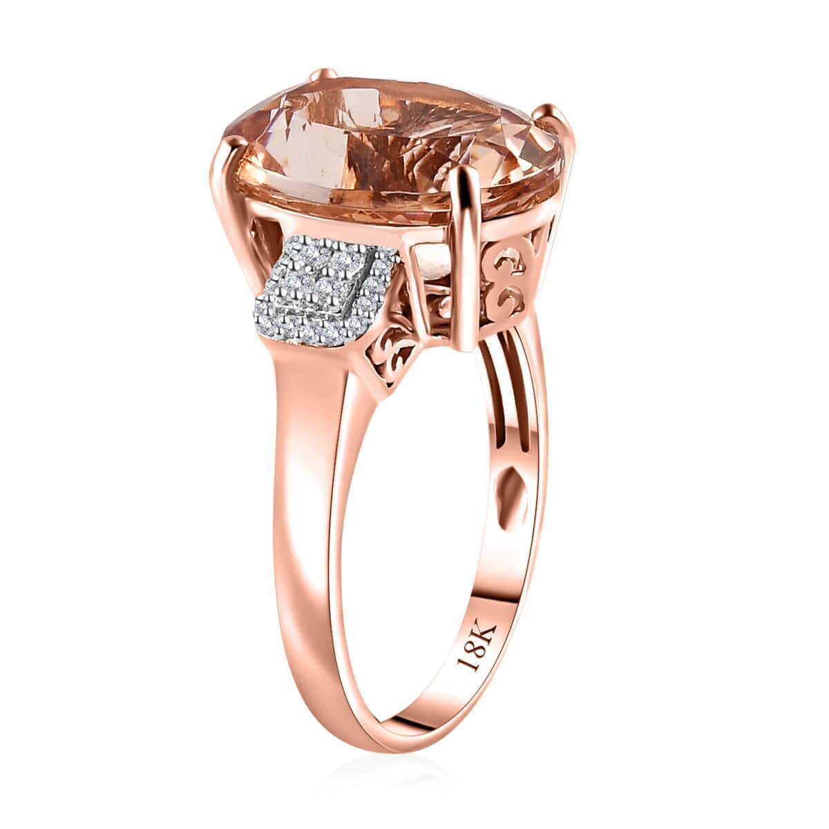 Iliana AAA Marropino Morganite and G-H SI Diamond 8.45 ctw Ring in 18K Rose Gold (Size 6.0) 5.30 Grams image number 3