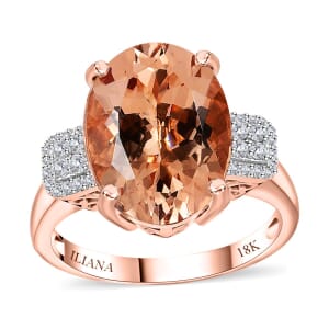 Iliana 18K Rose Gold AAA Marropino Morganite, Diamond (G-H, SI) Ring (Size 7.5) (5.30 g) 8.45 ctw