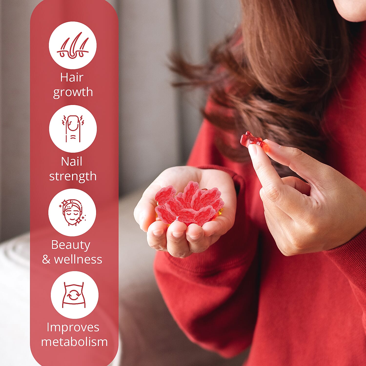Purna Sugar Free Cranberry Flavored Biotin Gummies (60 Gummies)