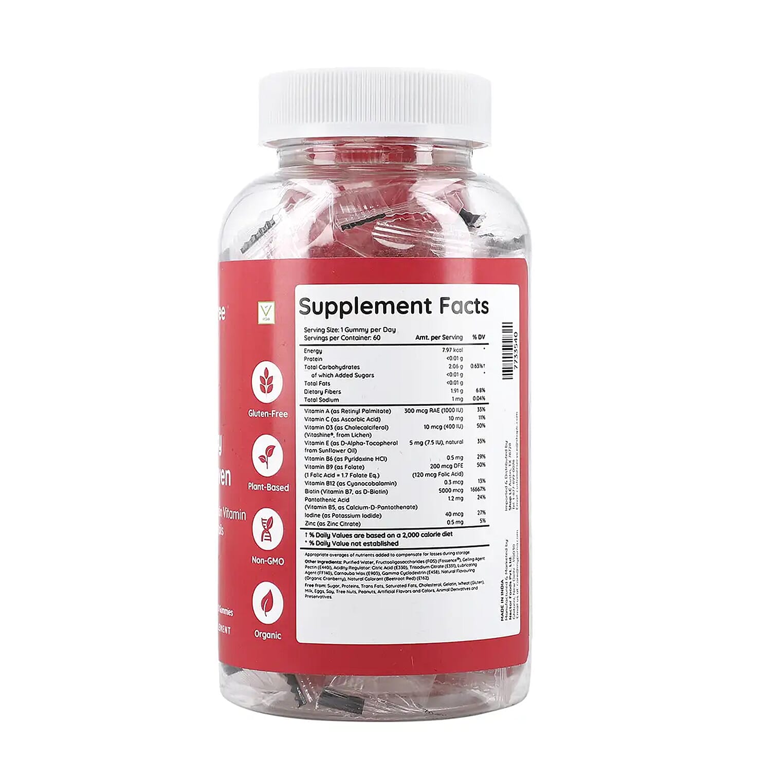 Purna Sugar Free Cranberry Flavored Biotin Gummies (60 Gummies)