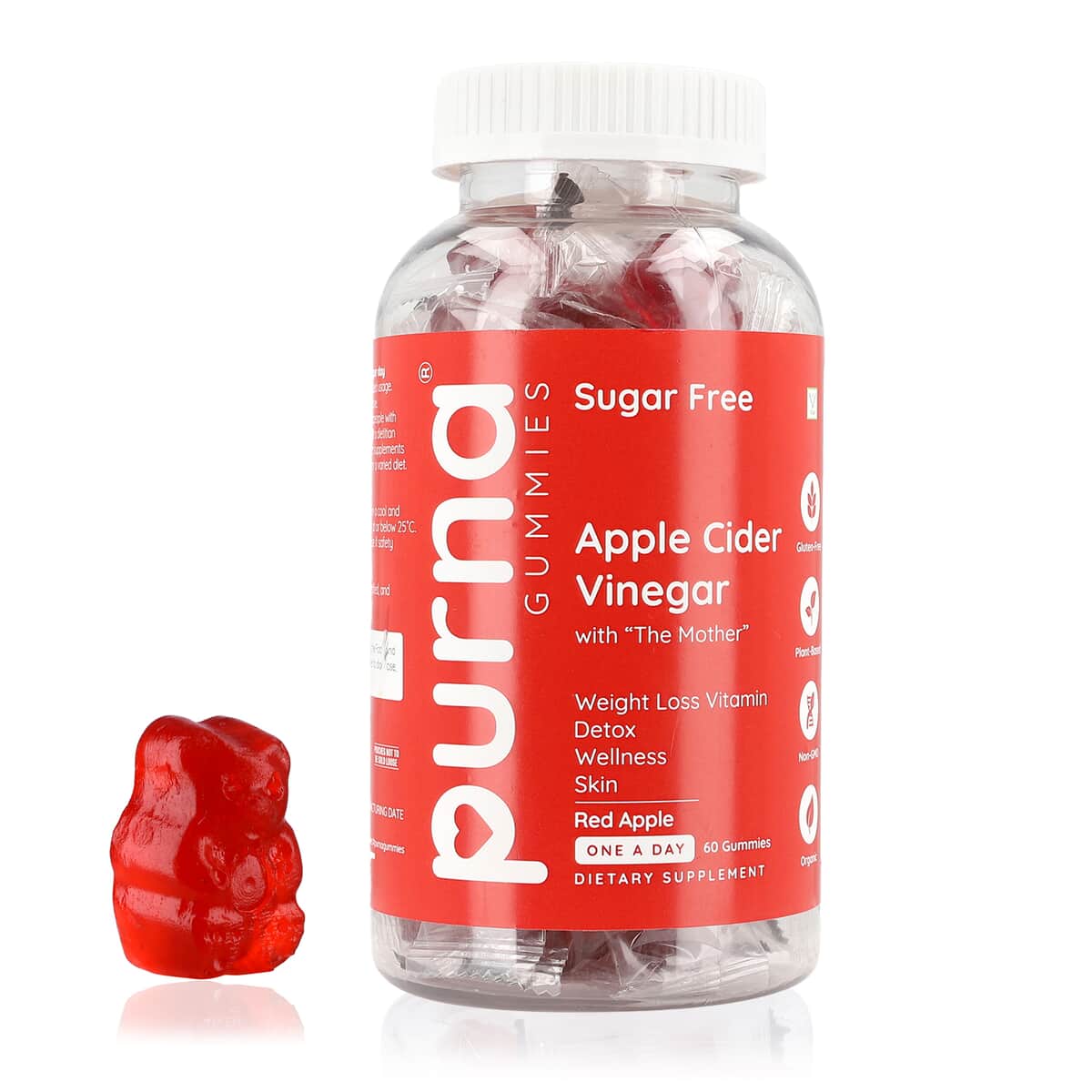 Purna Sugar Free Apple Cider Vinegar Flavored Weight Loss Gummies (60 Gummies) image number 0