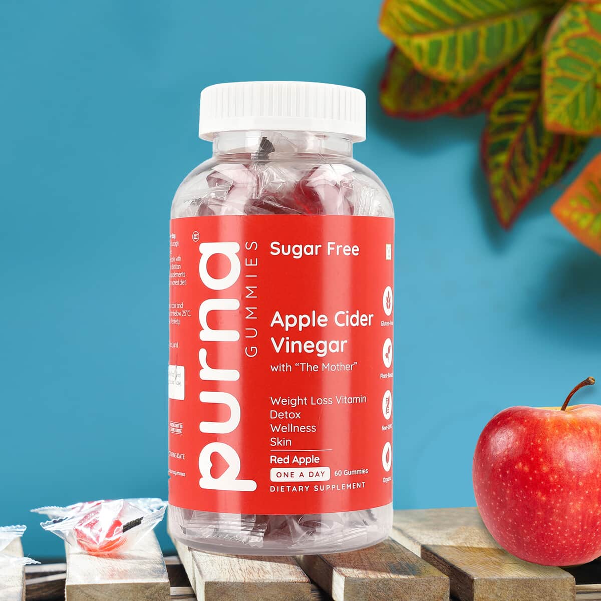 Purna Sugar Free Apple Cider Vinegar Flavored Weight Loss Gummies (60 Gummies) image number 1