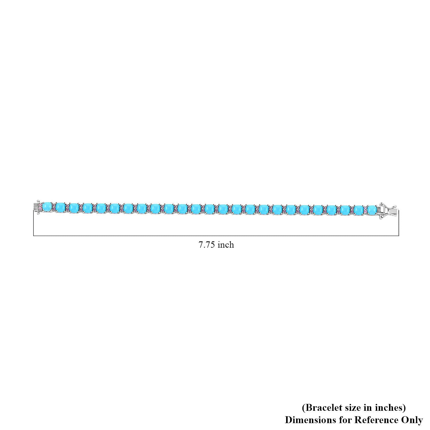 Sleeping Beauty Turquoise and Madagascar Pink Sapphire Bracelet in Platinum Over Sterling Silver (7.25 In) 14.60 ctw