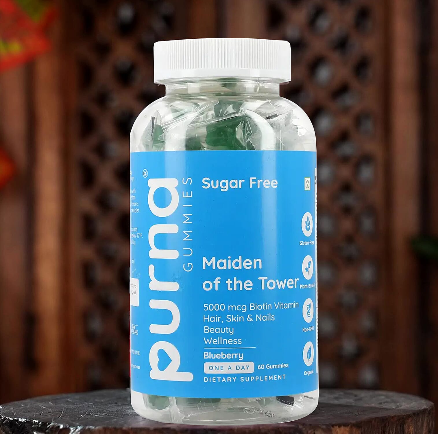 Purna Sugar Free Blueberry Biotin Gummies (60 Gummies)