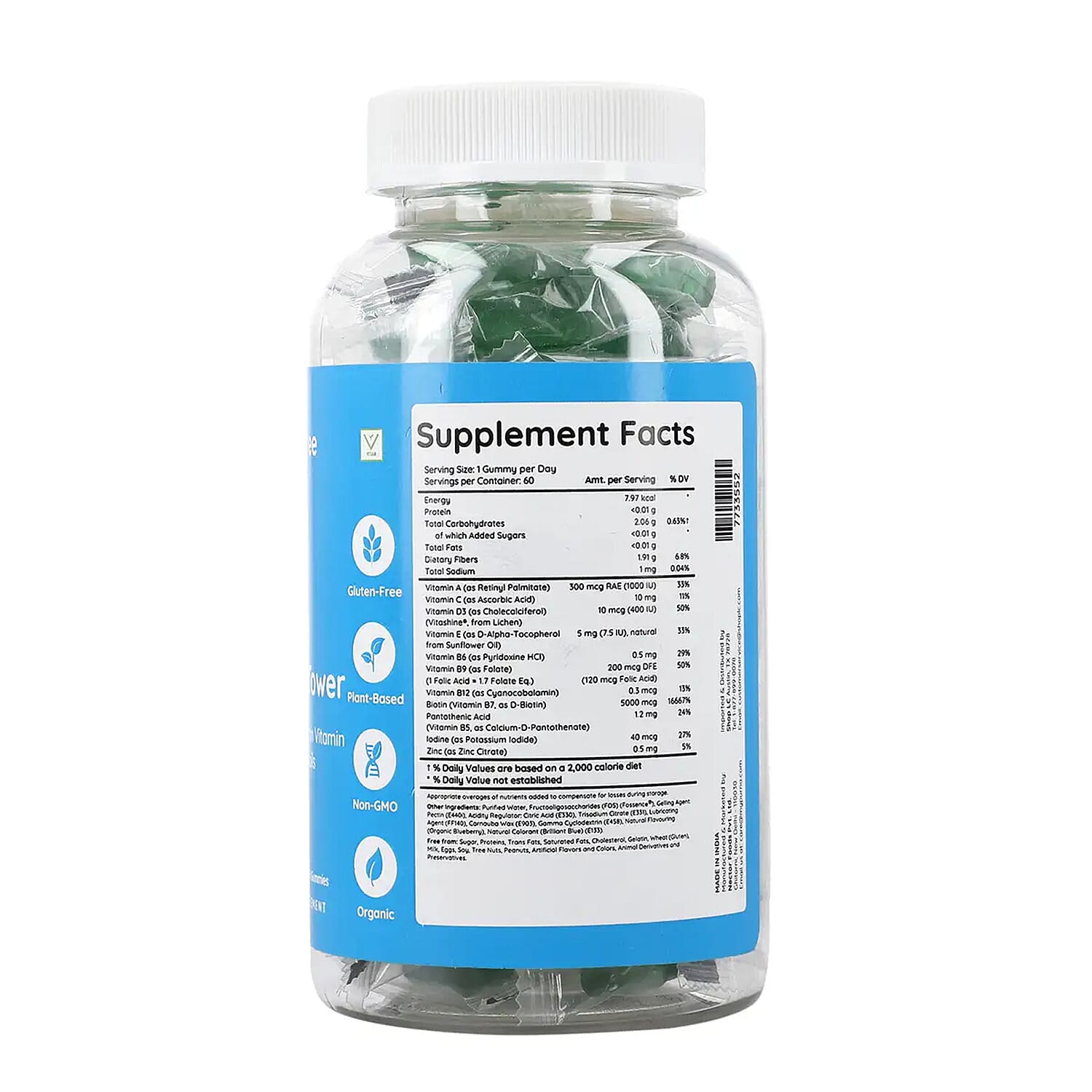 Purna Sugar Free Blueberry Biotin Gummies (60 Gummies)