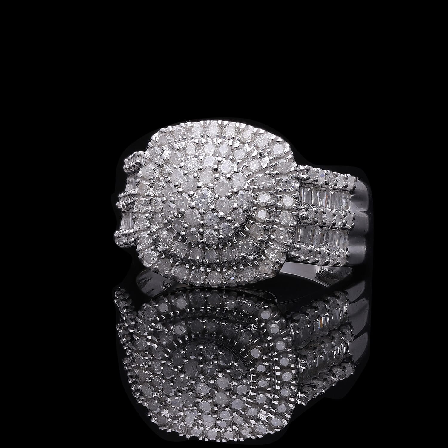 White Diamond 1.00 ctw Ring in Platinum Over Sterling Silver (Size 9.0)
