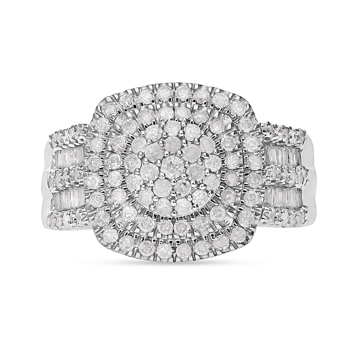 White Diamond 1.00 ctw Ring in Platinum Over Sterling Silver (Size 10.0)