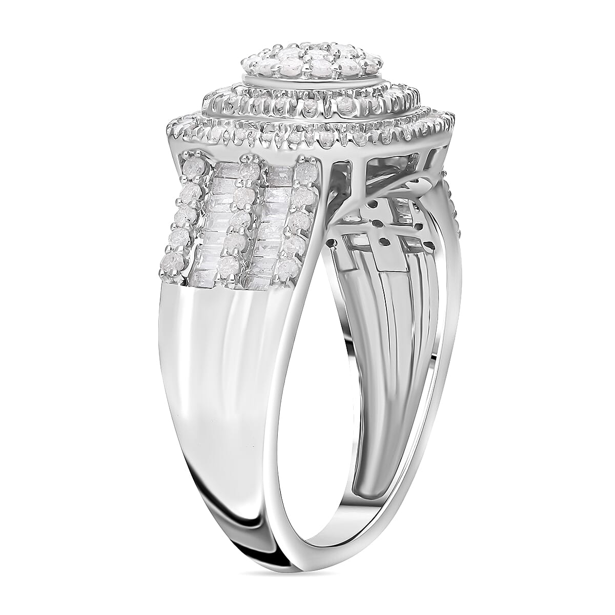 White Diamond 1.00 ctw Ring in Platinum Over Sterling Silver (Size 10.0)