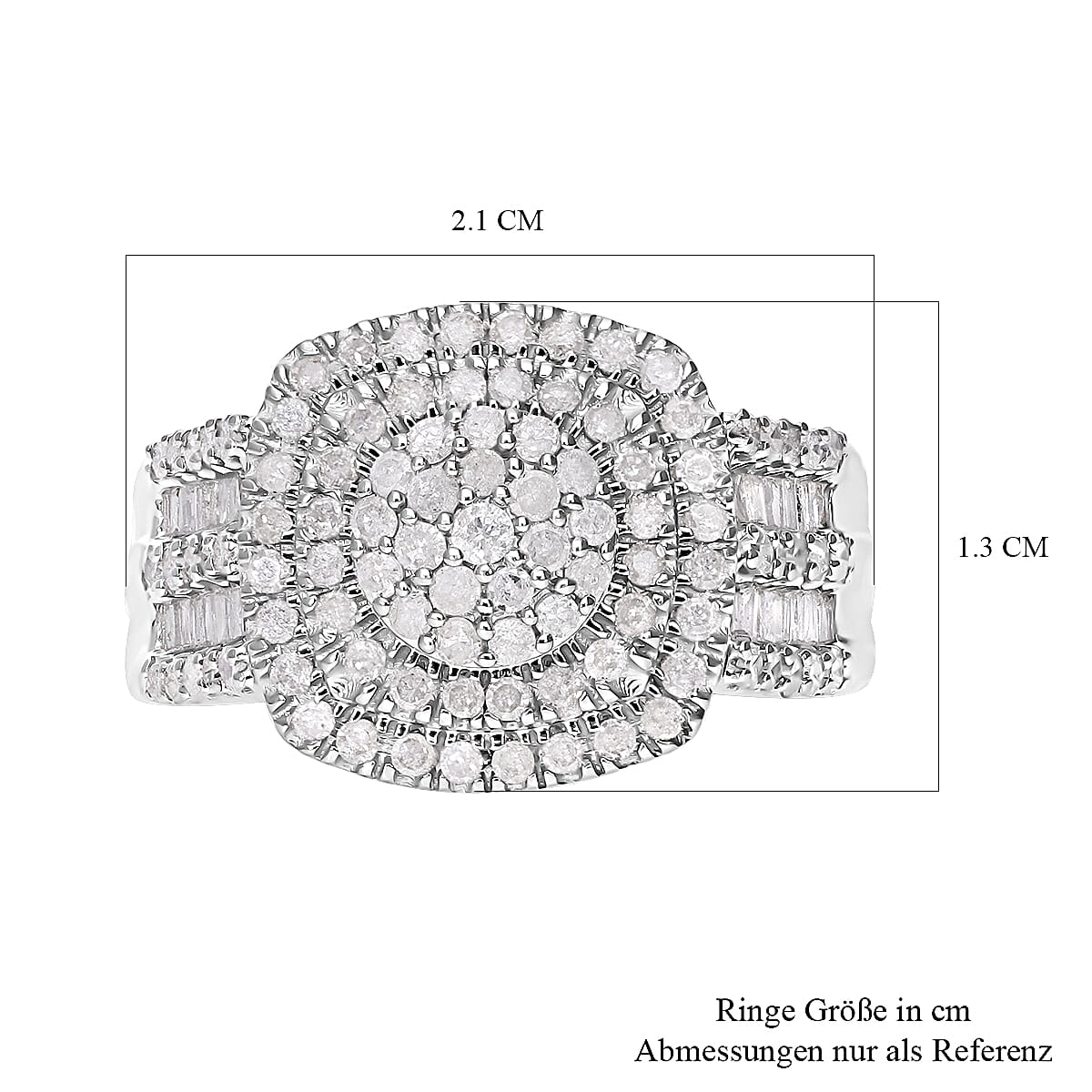White Diamond 1.00 ctw Ring in Platinum Over Sterling Silver (Size 10.0)