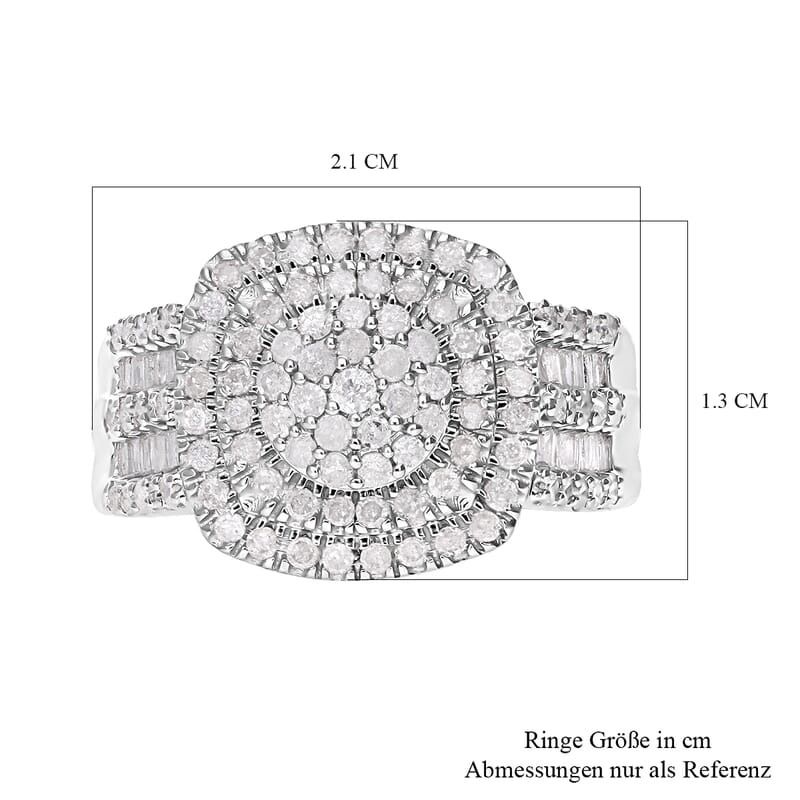 White Diamond 1.00 ctw Ring in Platinum Over Sterling Silver (Size 10.0)