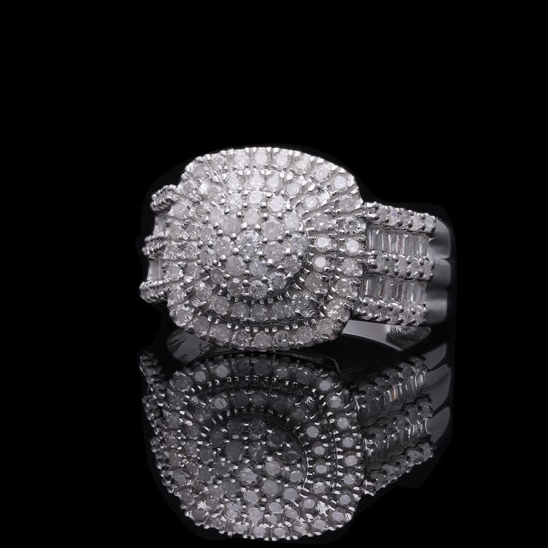 White Diamond 1.00 ctw Ring in Platinum Over Sterling Silver (Size 10.0)