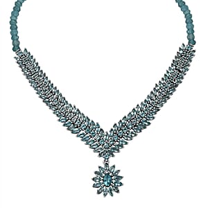 Betroka Blue Apatite Necklace 18-20 Inches in Platinum Over Sterling Silver 57.60 ctw