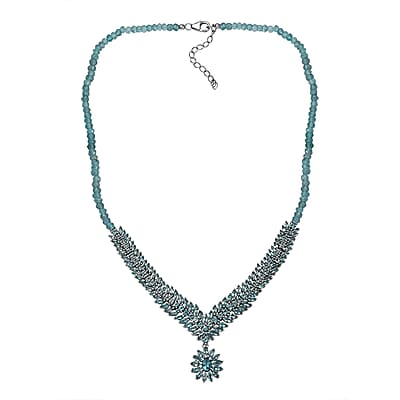 Betroka Blue Apatite Necklace 18-20 Inches in Platinum Over Sterling Silver 57.60 ctw
