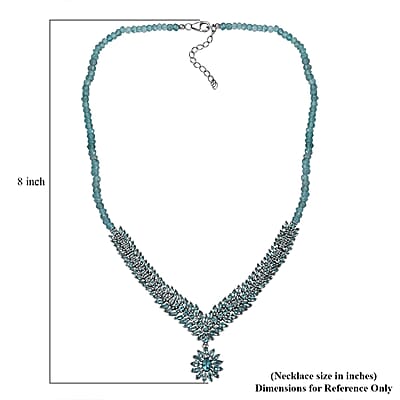 Betroka Blue Apatite Necklace 18-20 Inches in Platinum Over Sterling Silver 57.60 ctw