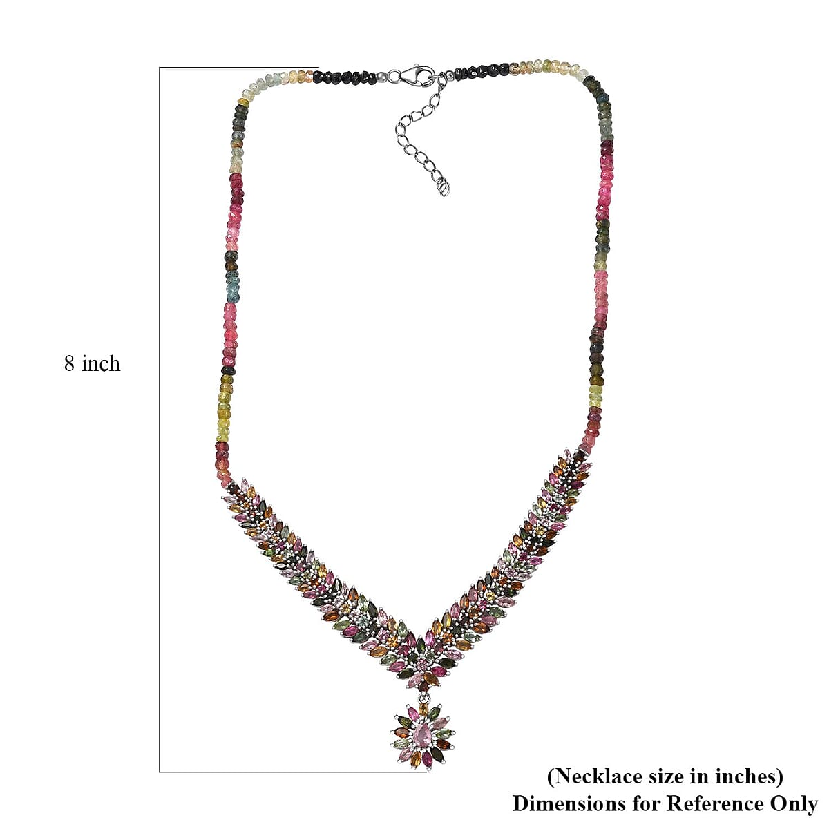 Multi-Tourmaline Necklace 18-20 Inches in Platinum Over Sterling Silver 62.25 ctw image number 5