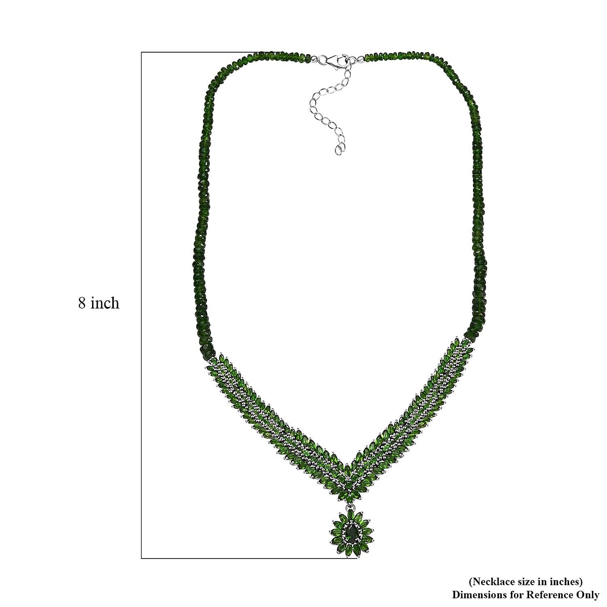 Chrome Diopside 84.15 ctw Cluster Necklace in Platinum Over Sterling Silver 18-20 Inches image number 5