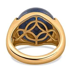 Kyanite and White Zircon 15.68 ctw Solitaire Ring in Vermeil Yellow Gold Over Sterling Silver (Size 10.0) (6.38 g)