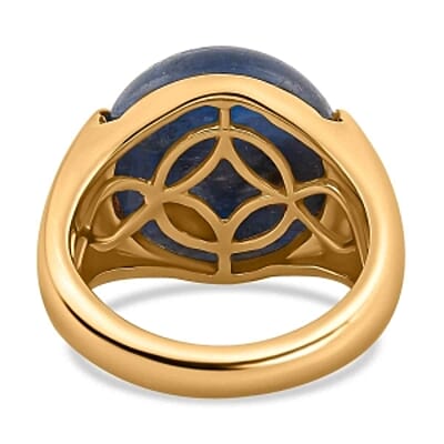 Kyanite and White Zircon 15.68 ctw Solitaire Ring in Vermeil Yellow Gold Over Sterling Silver (Size 10.0) (6.38 g)