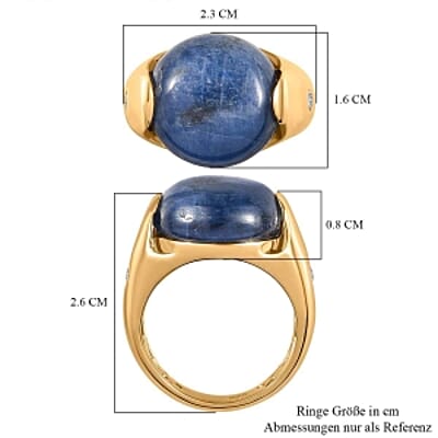Kyanite and White Zircon 15.68 ctw Solitaire Ring in Vermeil Yellow Gold Over Sterling Silver (Size 10.0) (6.38 g)