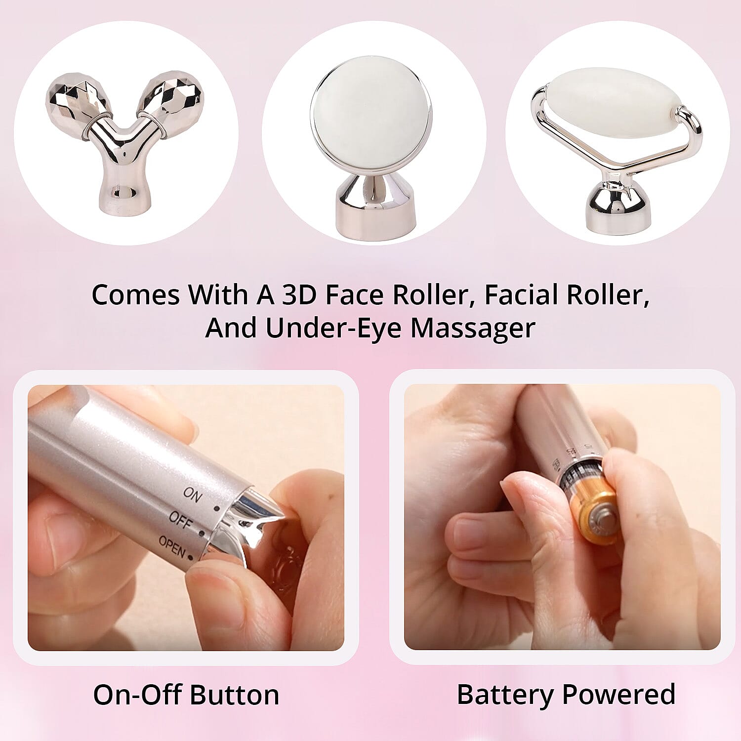 3-in-1 Electric White Serpentine Vibration Massager Roller (1xAA Batteries Not included)