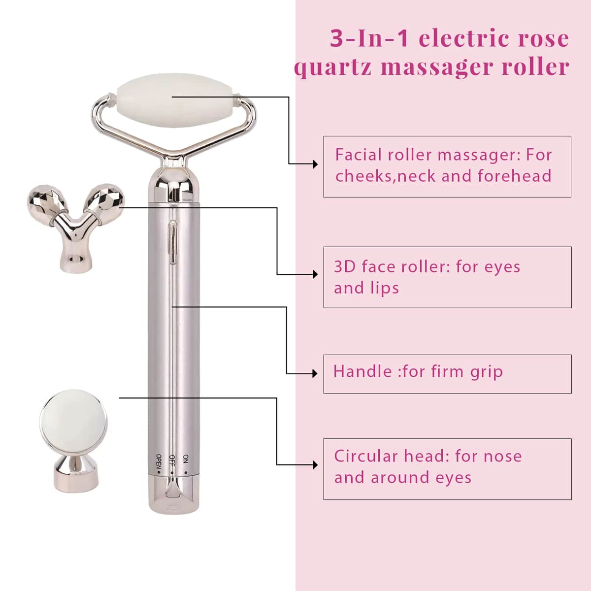 3-in-1 Electric White Serpentine Vibration Massager Roller (1xAA Batteries Not included) image number 3