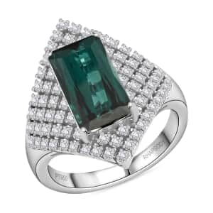 Certified & Appraised Rhapsody 950 Platinum AAAA Monte Belo Indicolite and E-F VS Diamond Ring (Size 9.0) 10.65 Grams 4.35 ctw