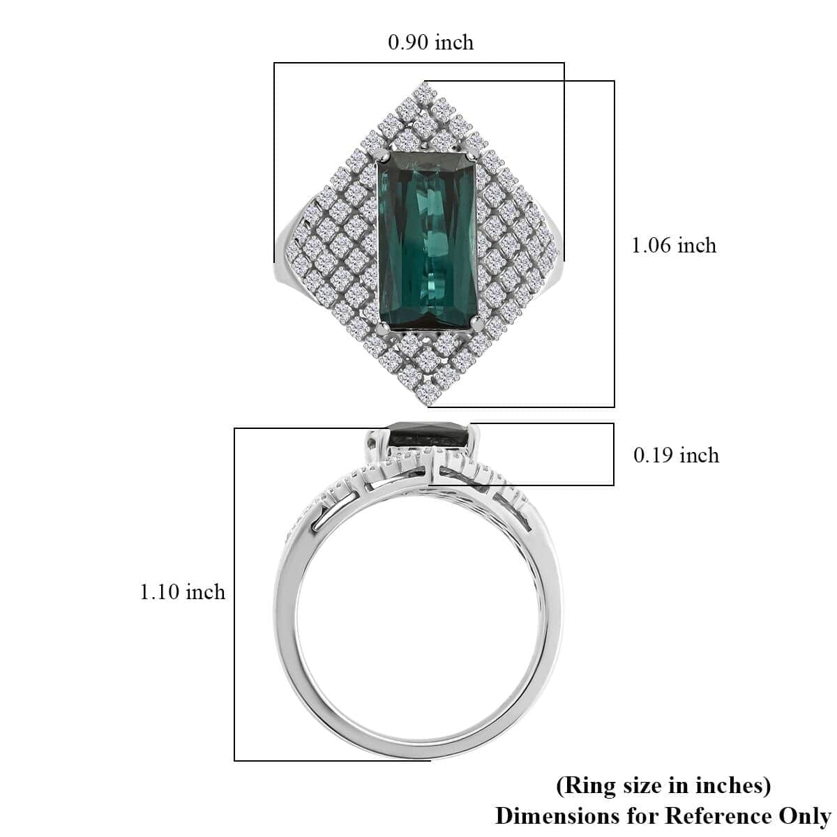 Certified & Appraised Rhapsody AAAA Monte Belo Indicolite and E-F VS Diamond 4.35 ctw Ring in 950 Platinum (Size 9.5) 10.65 Grams image number 5