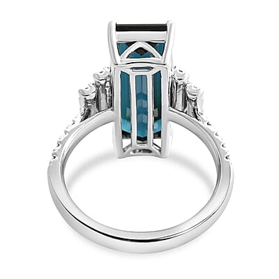 Certified & Appraised Rhapsody AAAA Monte Belo Indicolite and E-F VS Diamond 6.00 ctw Ring in 950 Platinum (Size 10.0) 8.10 Grams