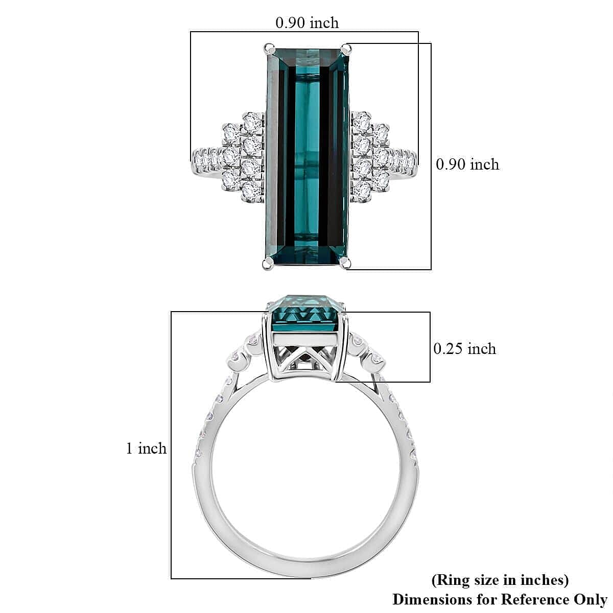 Certified & Appraised Rhapsody AAAA Monte Belo Indicolite and E-F VS Diamond 6.00 ctw Ring in 950 Platinum (Size 10.0) 8.10 Grams