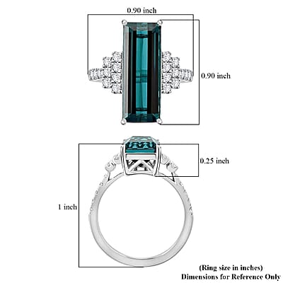 Certified & Appraised Rhapsody AAAA Monte Belo Indicolite and E-F VS Diamond 6.00 ctw Ring in 950 Platinum (Size 10.0) 8.10 Grams