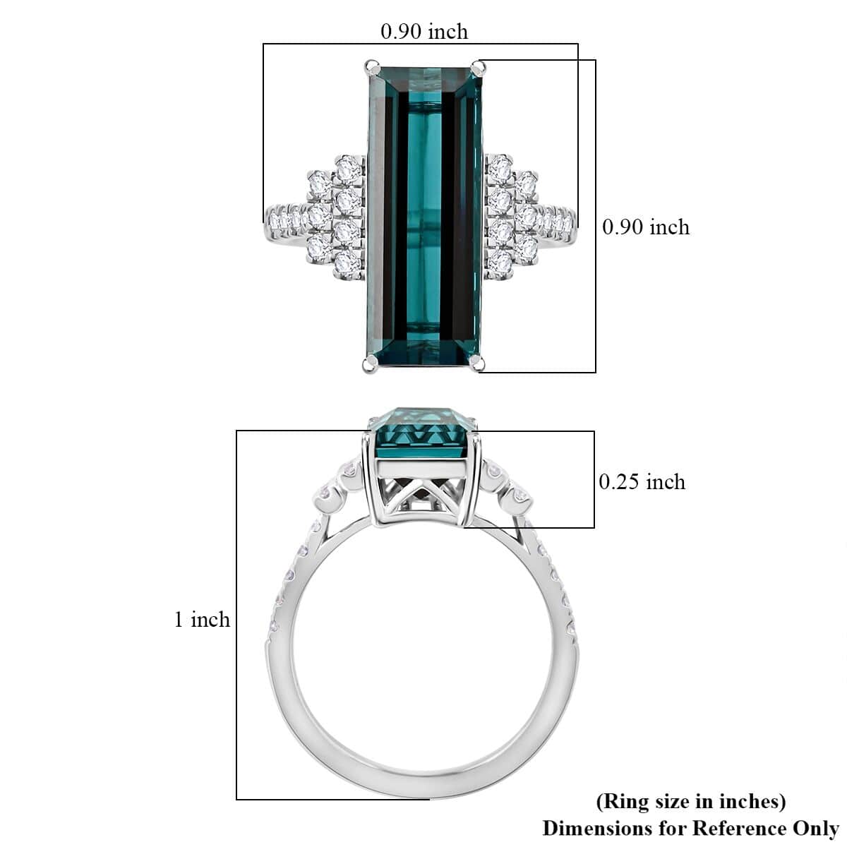 Certified & Appraised Rhapsody AAAA Monte Belo Indicolite and E-F VS Diamond 6.00 ctw Ring in 950 Platinum (Size 7.0) 8.10 Grams image number 5