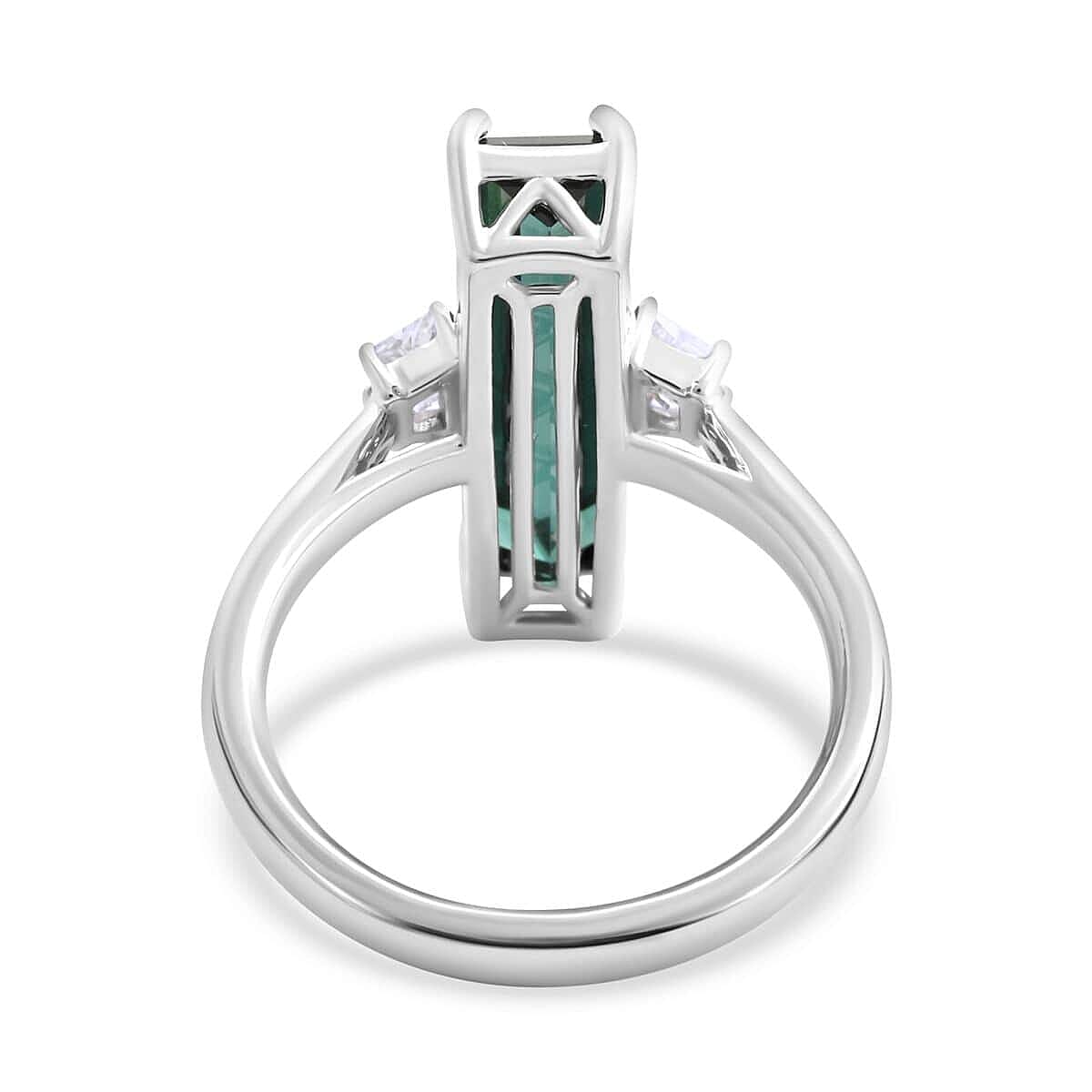 Certified & Appraised Rhapsody 950 Platinum AAAA Monte Belo Indicolite and E-F VS Diamond Ring (Size 10.0) 8.30 Grams 4.70 ctw