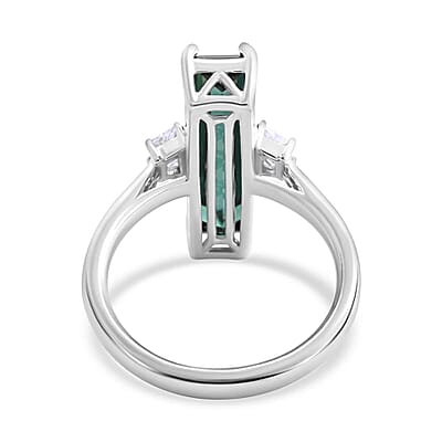 Certified & Appraised Rhapsody 950 Platinum AAAA Monte Belo Indicolite and E-F VS Diamond Ring (Size 10.0) 8.30 Grams 4.70 ctw