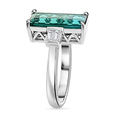 Certified & Appraised Rhapsody 950 Platinum AAAA Monte Belo Indicolite and E-F VS Diamond Ring (Size 10.0) 8 Grams 6.80 ctw