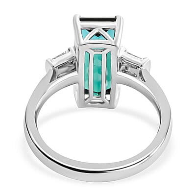 Certified & Appraised Rhapsody 950 Platinum AAAA Monte Belo Indicolite and E-F VS Diamond Ring (Size 10.0) 8 Grams 6.80 ctw