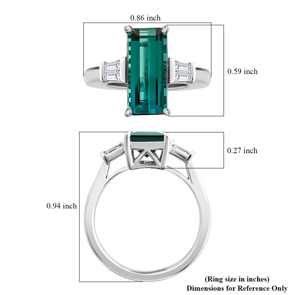 Certified & Appraised Rhapsody 950 Platinum AAAA Monte Belo Indicolite and E-F VS Diamond Ring (Size 8.0) 8 Grams 6.80 ctw image number 5