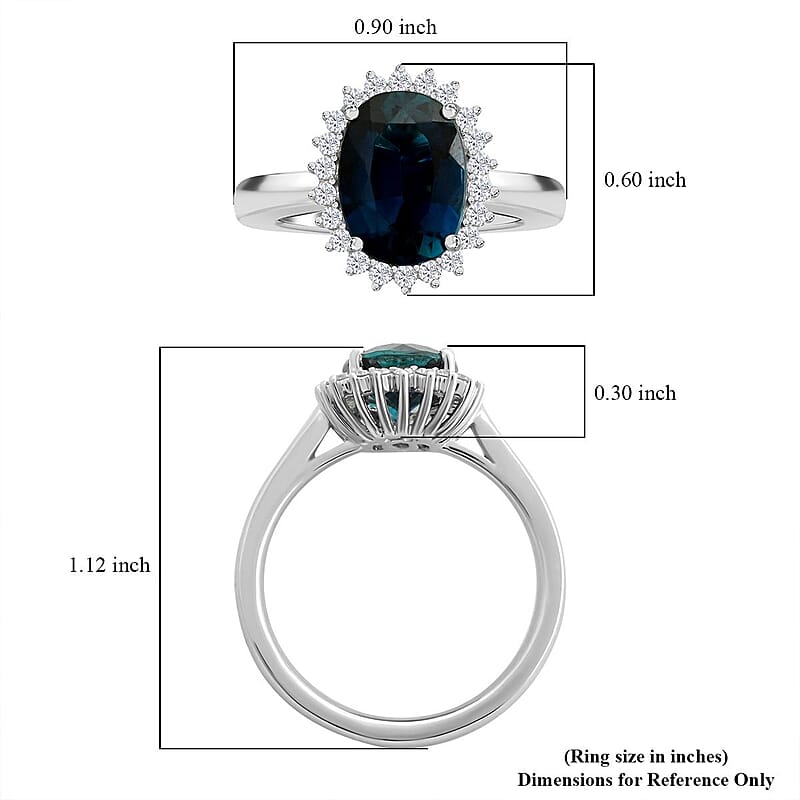Certified & Appraised Rhapsody 950 Platinum AAAA Monte Belo Indicolite and E-F VS Diamond Ring 6.90 Grams 2.55 ctw