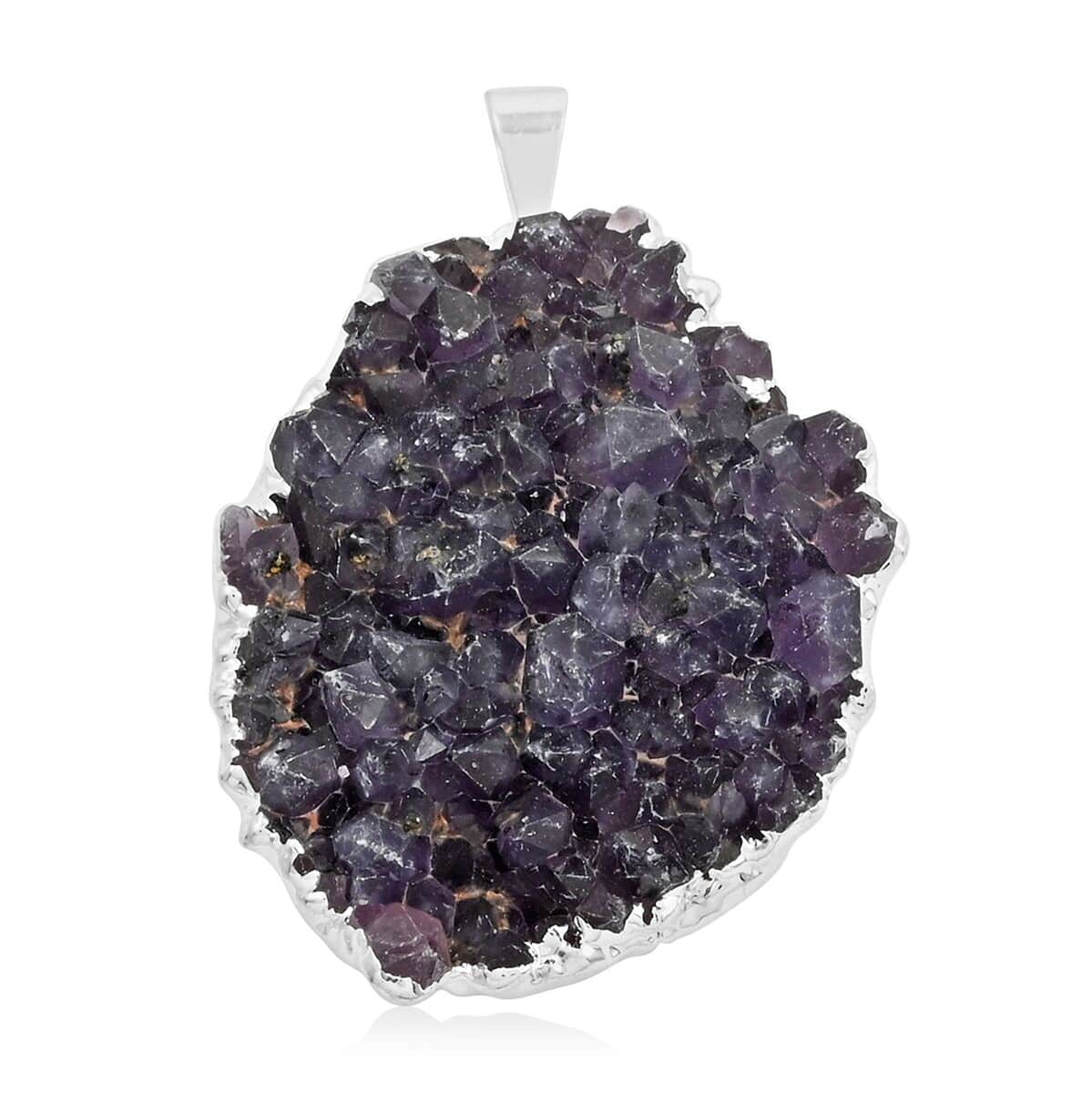 Amethyst Geode Small Pendant in Silvertone 43.50 ctw image number 0