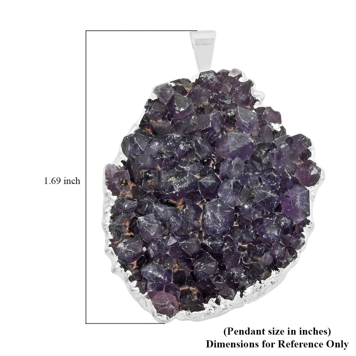 Amethyst Geode Small Pendant in Silvertone 43.50 ctw image number 4