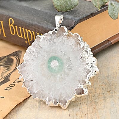 Amethyst Medium Pendant in Silvertone 56.50 ctw