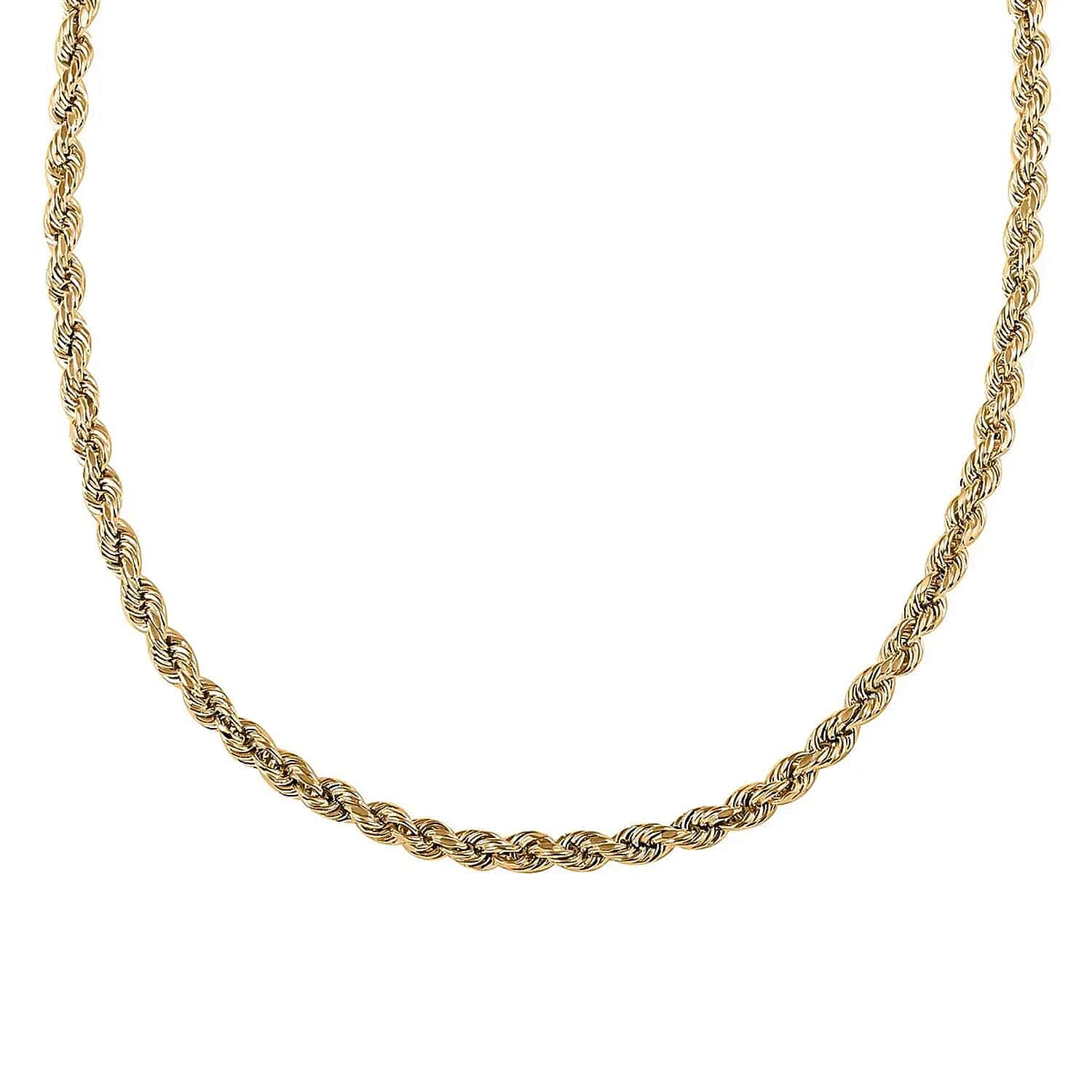 4mm Rope Chain Necklace in 10K Yellow Gold 24 Inches 7.90 Grams
