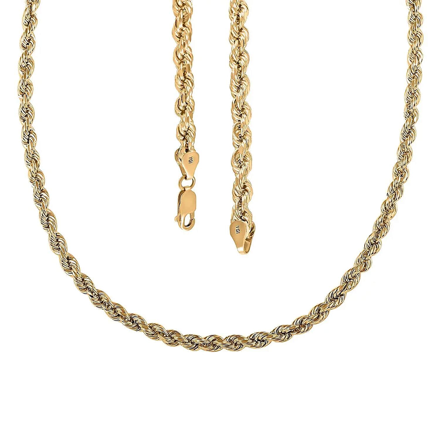 Buy 4mm Rope Chain Necklace in 10K Yellow Gold 24 Inches 7.90