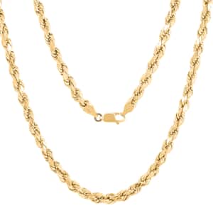 10K Yellow Gold 5.5mm Rope Chain Necklace 24 Inches 14.3 Grams