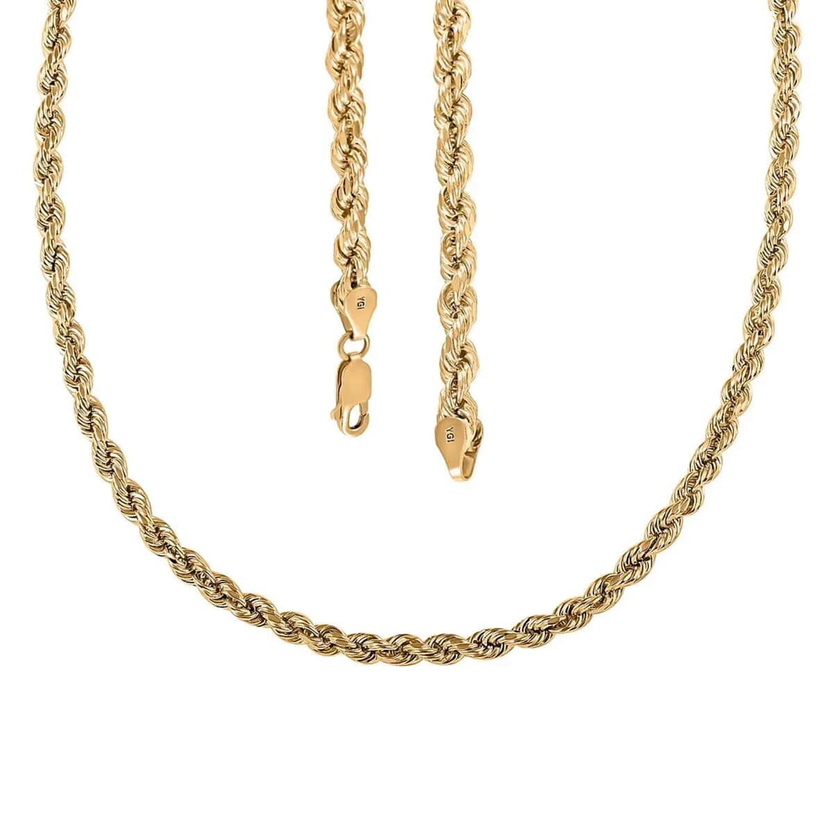 14K Yellow Gold 3.50mm Diamond-cut Rope Chain Necklace 22 Inches 23.70 Grams image number 5