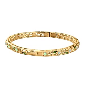 Ethiopian Welo Opal Full Bangle 2.30 ctw Bracelet in Vermeil YG Over Sterling Silver (7.50 In)