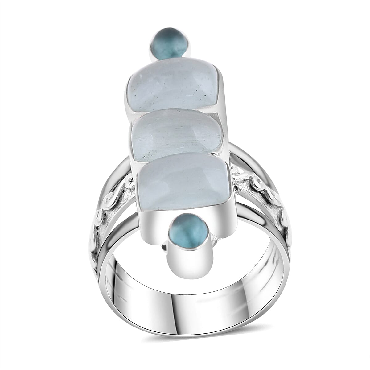 Sajen Silver Aquamarine and Apatite Ring in Sterling Silver (Size 10.0) 11.25 ctw