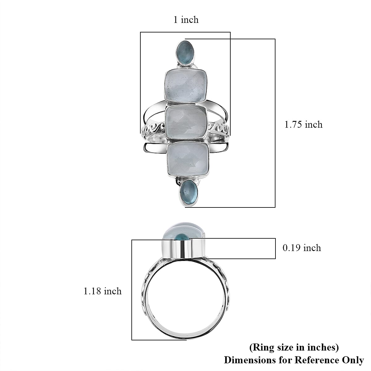 Sajen Silver Aquamarine and Apatite Ring in Sterling Silver (Size 10.0) 11.25 ctw