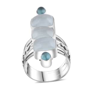 Sajen Silver Aquamarine and Apatite Ring in Sterling Silver (Size 6.0) 11.25 ctw