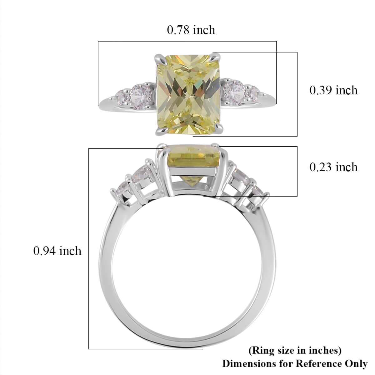 Simulated Peridot and White Diamond Ring in Rhodium Over Sterling Silver (Size 10.0) 3.80 ctw image number 5